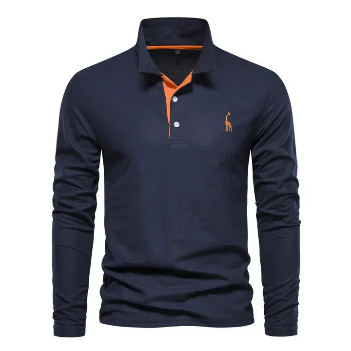 Nokmo | Men's Long Sleeve Polo Shirt with Embroidered Logo
