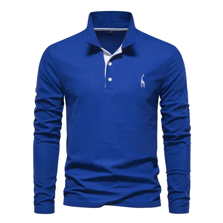 Nokmo | Men's Long Sleeve Polo Shirt with Embroidered Logo