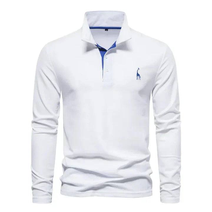 Nokmo | Men's Long Sleeve Polo Shirt with Embroidered Logo