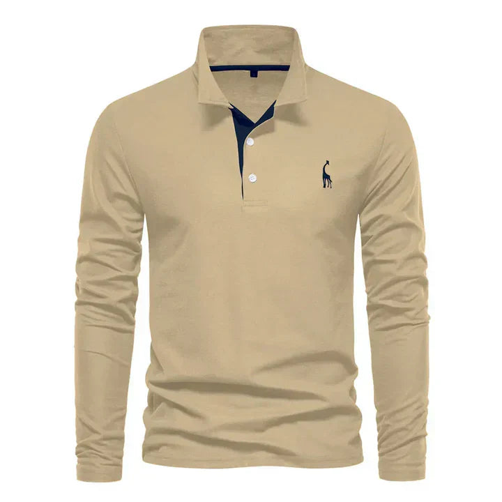 Nokmo | Men's Long Sleeve Polo Shirt with Embroidered Logo