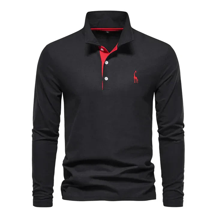 Nokmo | Men's Long Sleeve Polo Shirt with Embroidered Logo