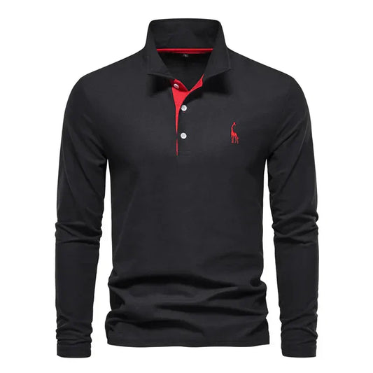 Nokmo | Men's Long Sleeve Polo Shirt with Embroidered Logo