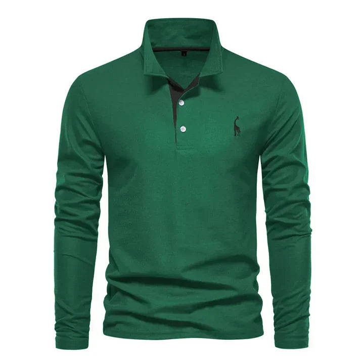 Nokmo | Men's Long Sleeve Polo Shirt with Embroidered Logo