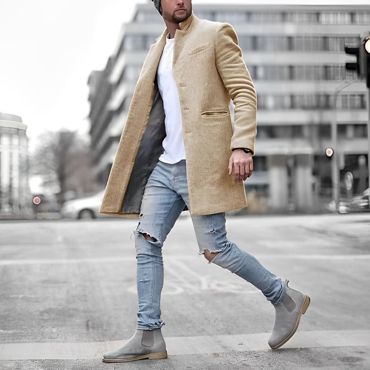Nokmo | Men's Mid-Length Lapel Collar Coat