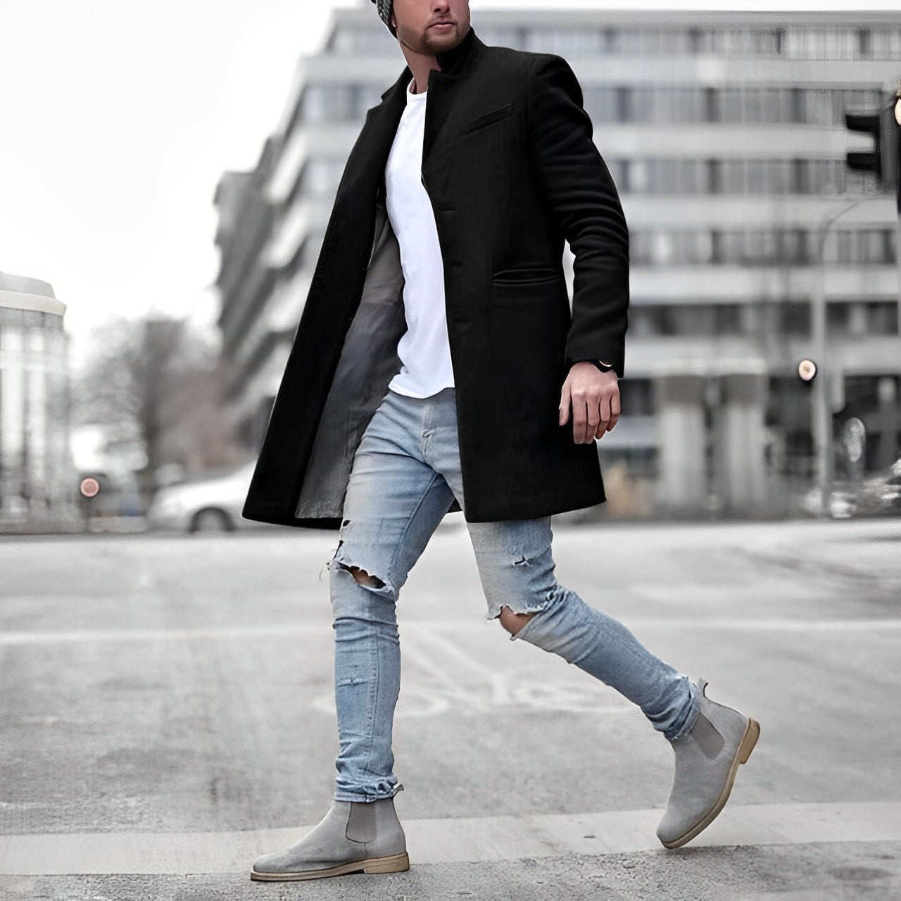 Nokmo | Men's Mid-Length Lapel Collar Coat