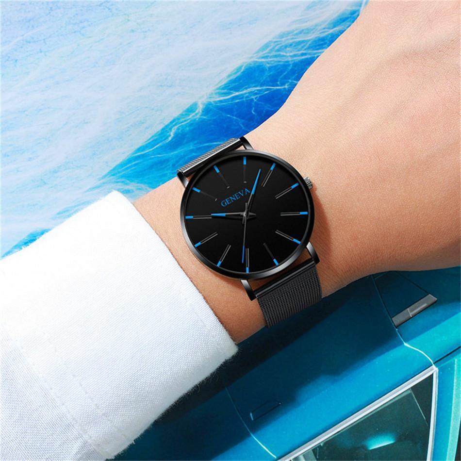 Nokmo | Men's Minimalist Analog Watch with Blue Accents
