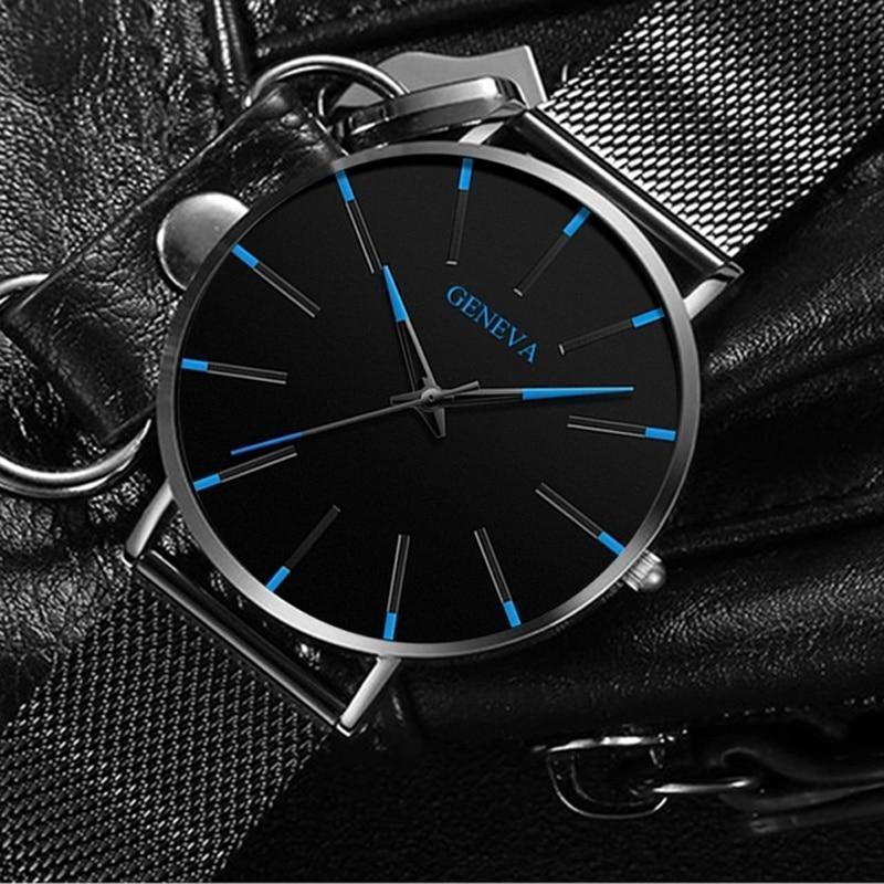 Nokmo | Men's Minimalist Analog Watch with Blue Accents