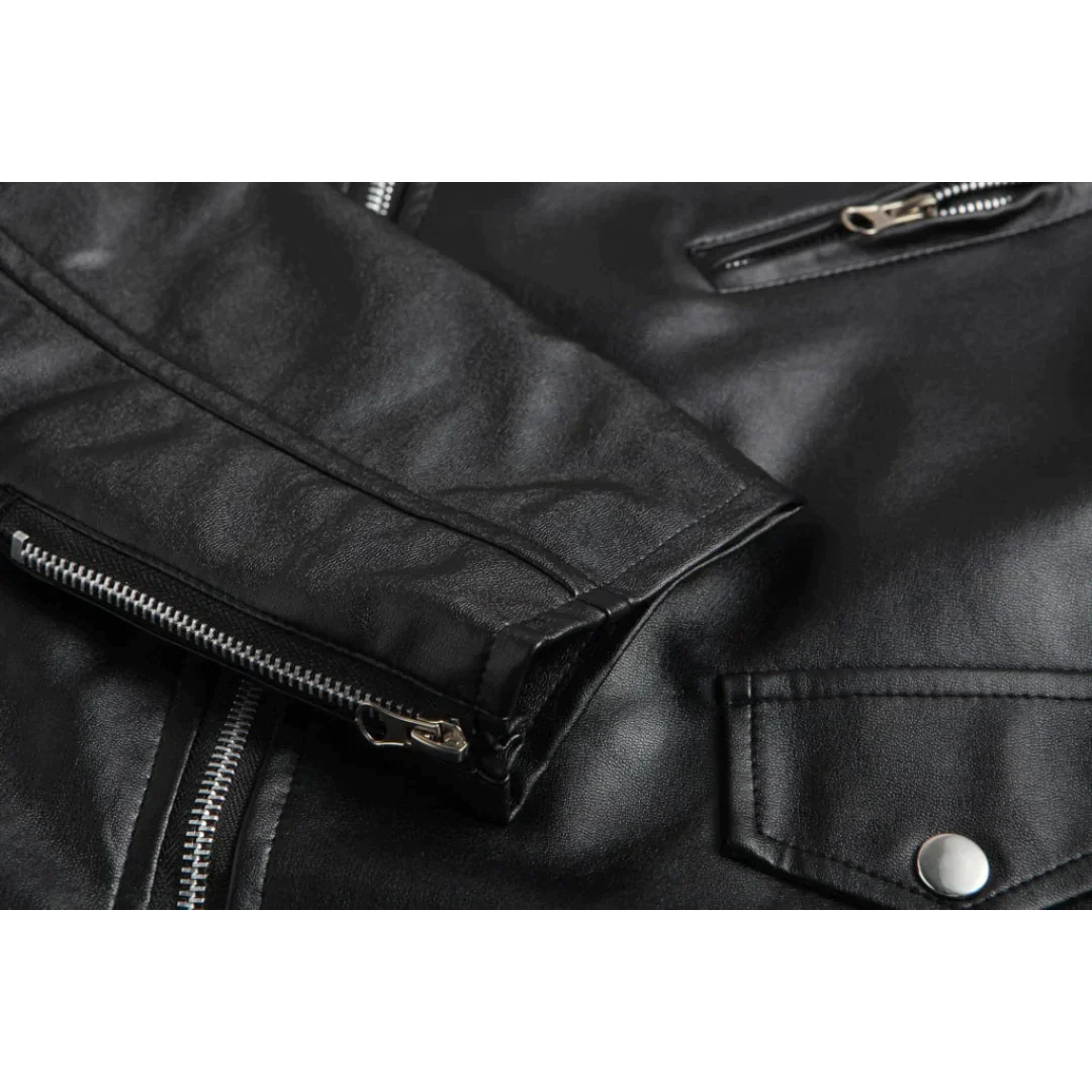 Nokmo | Men's Moto Jacket with Diagonal Zipper and Belt