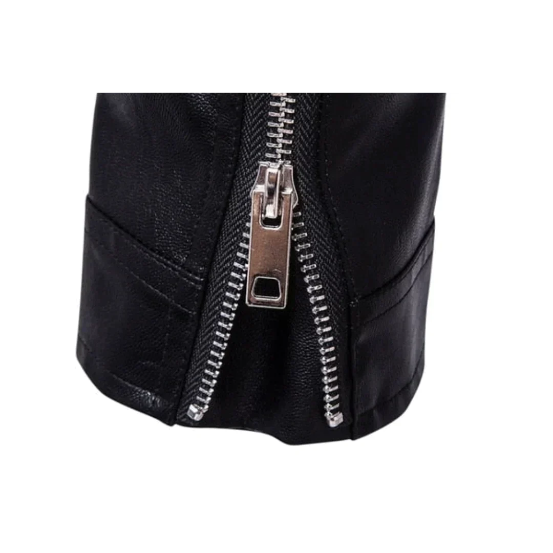 Nokmo | Men's Moto Jacket with Diagonal Zipper and Belt