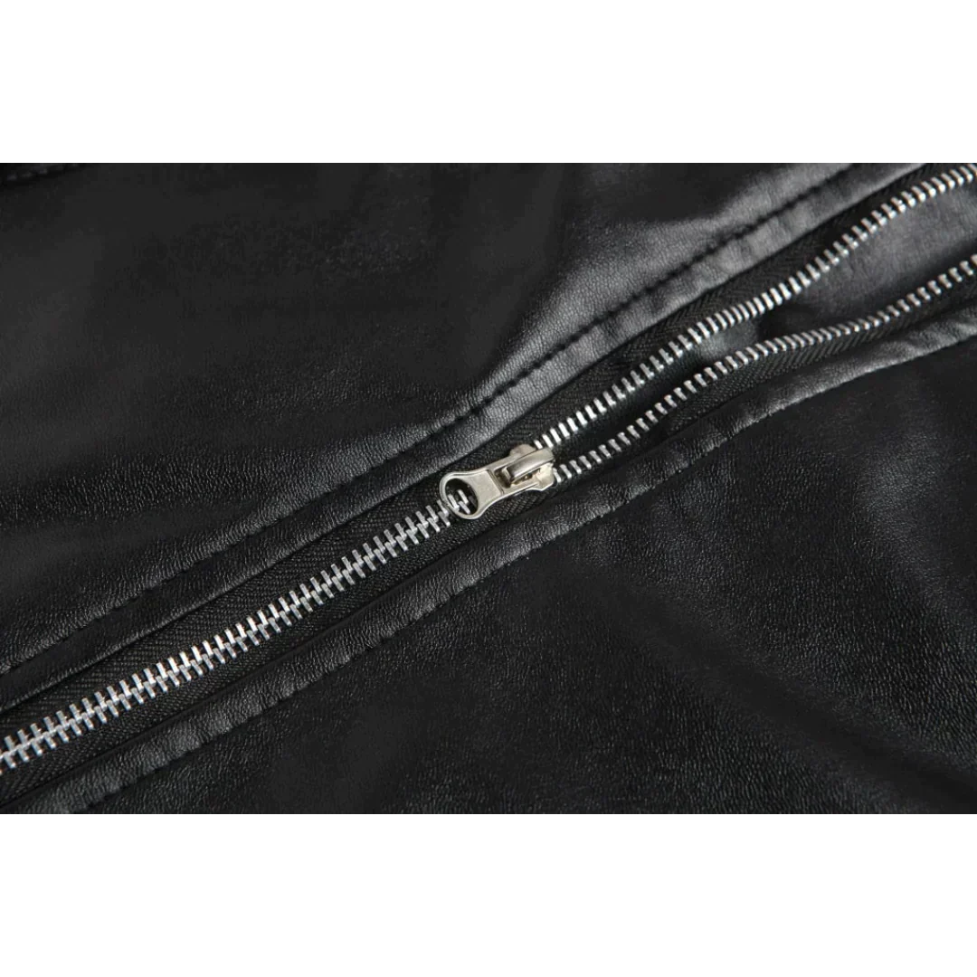 Nokmo | Men's Moto Jacket with Diagonal Zipper and Belt