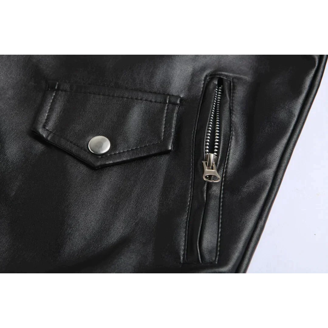 Nokmo | Men's Moto Jacket with Diagonal Zipper and Belt
