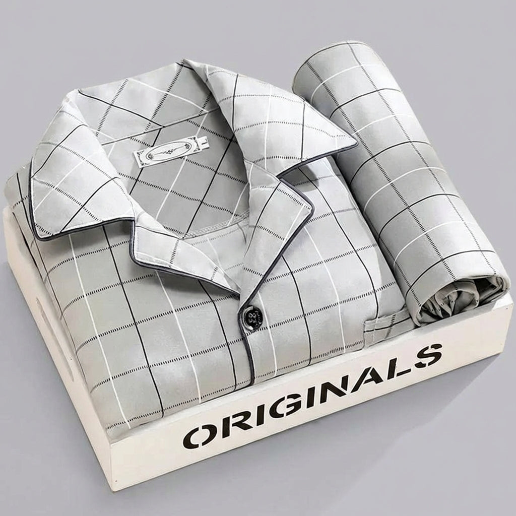 Nokmo | Men's Plaid Pyjama Set with Button-Down Shirt