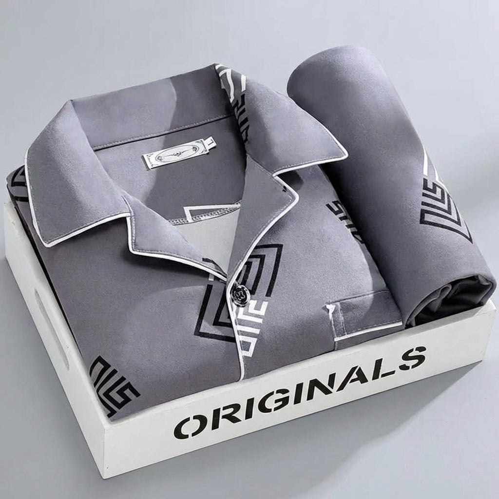 Nokmo | Men's Plaid Pyjama Set with Button-Down Shirt