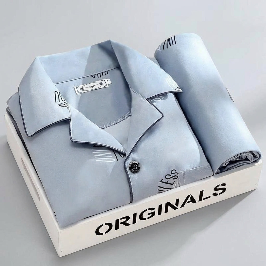 Nokmo | Men's Plaid Pyjama Set with Button-Down Shirt
