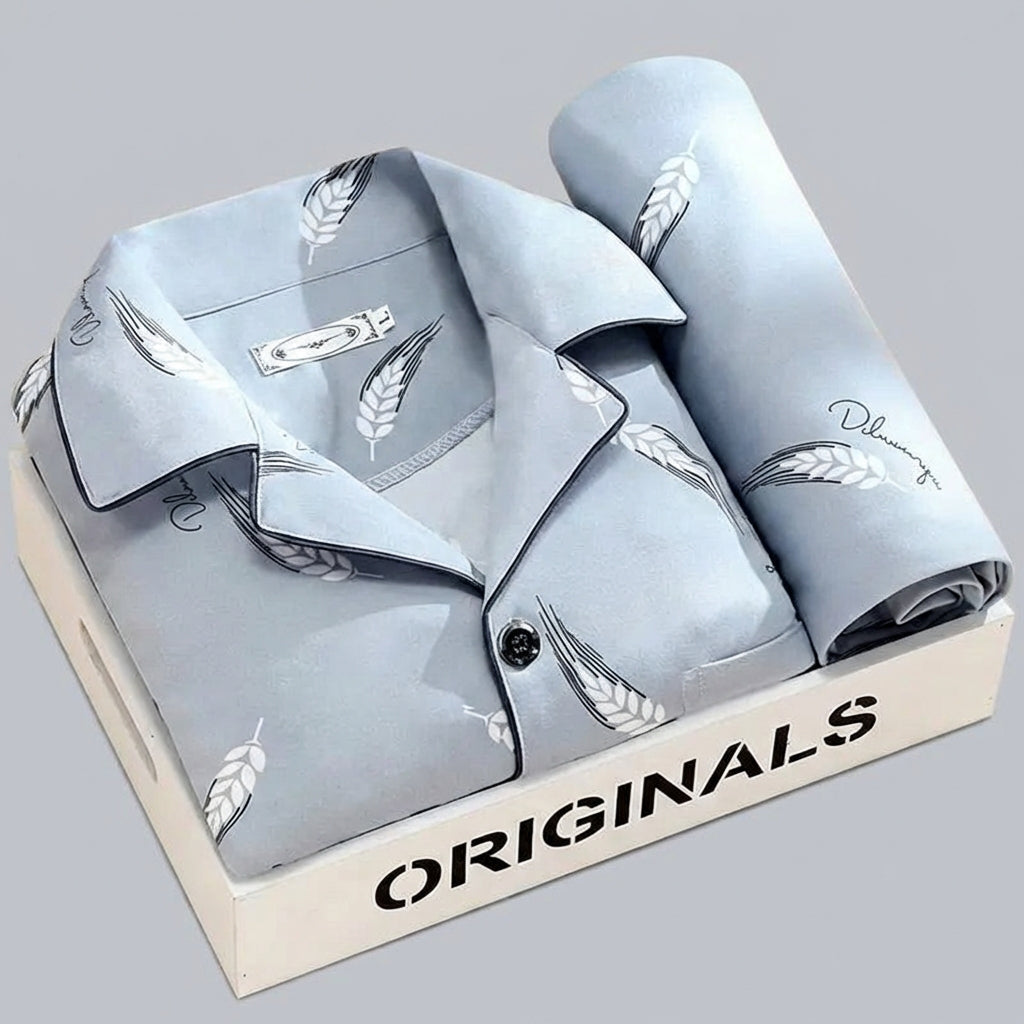 Nokmo | Men's Plaid Pyjama Set with Button-Down Shirt