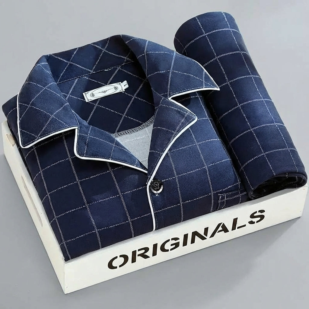 Nokmo | Men's Plaid Pyjama Set with Button-Down Shirt