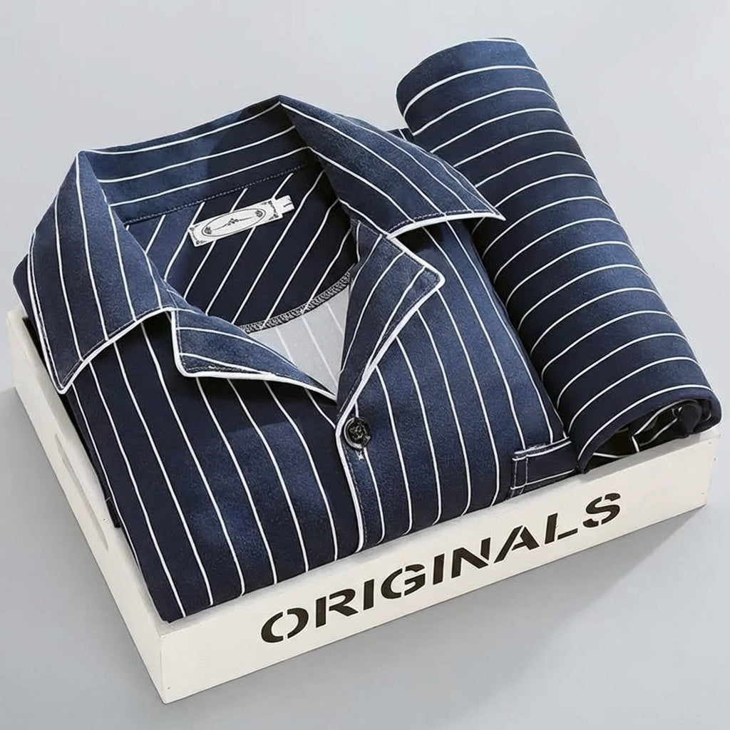 Nokmo | Men's Plaid Pyjama Set with Button-Down Shirt