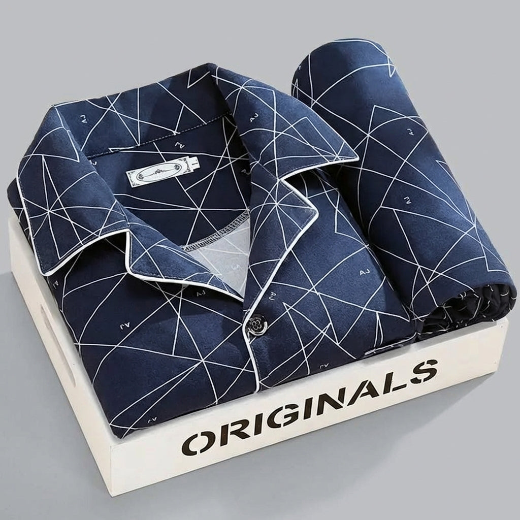 Nokmo | Men's Plaid Pyjama Set with Button-Down Shirt
