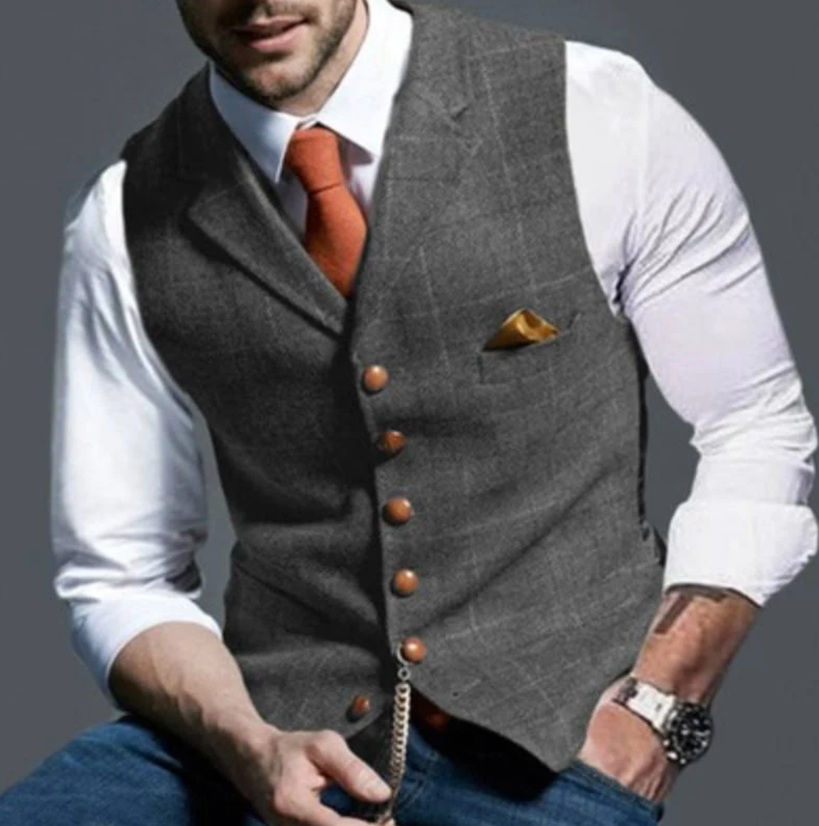 Nokmo | Men's Plaid Vest with Button Front