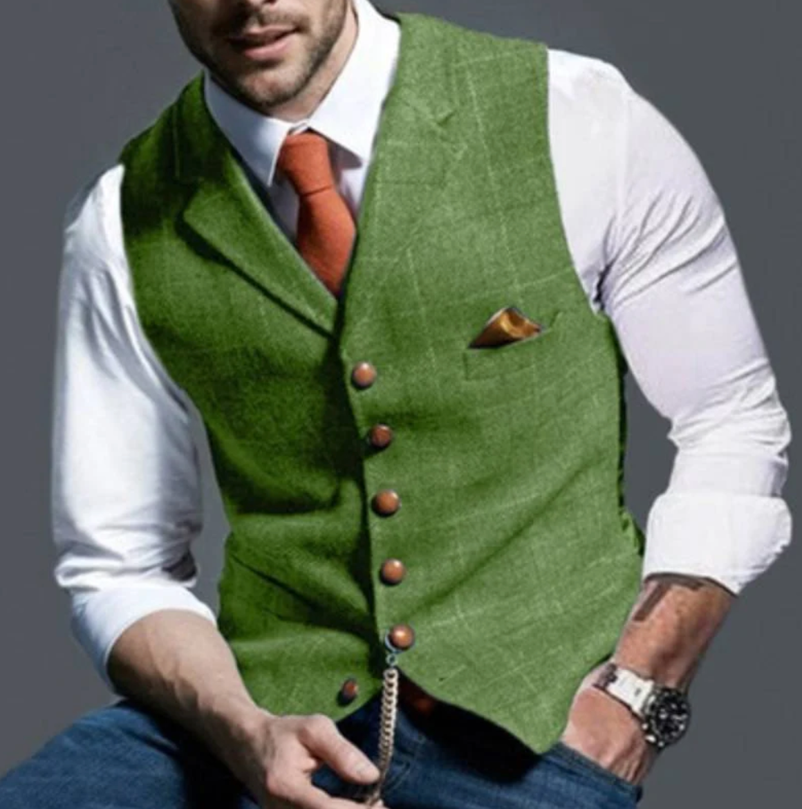 Nokmo | Men's Plaid Vest with Button Front