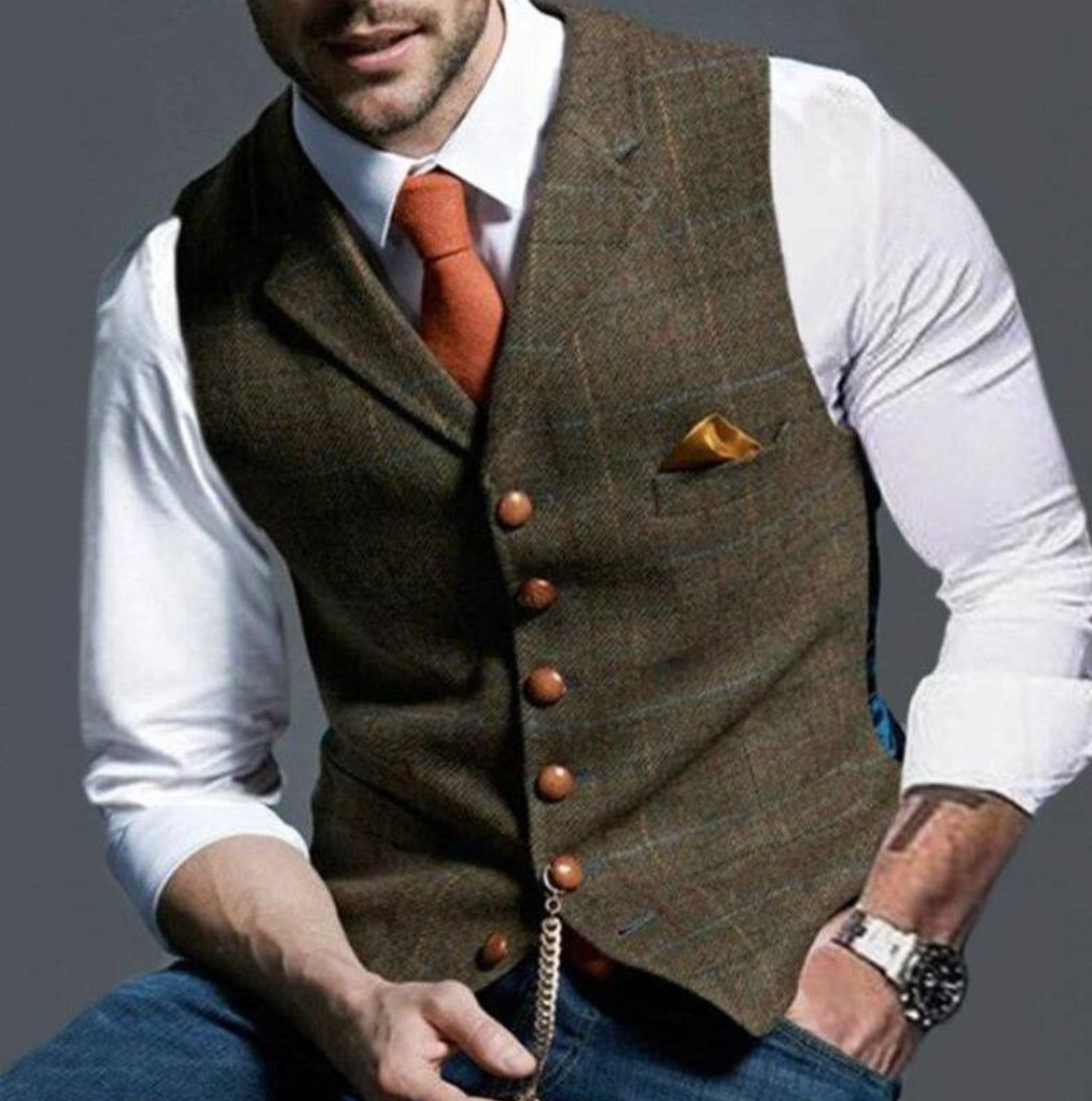 Nokmo | Men's Plaid Vest with Button Front