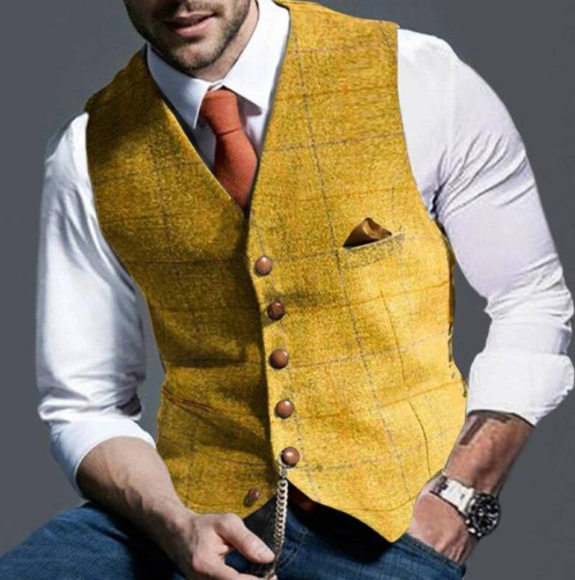 Nokmo | Men's Plaid Vest with Button Front