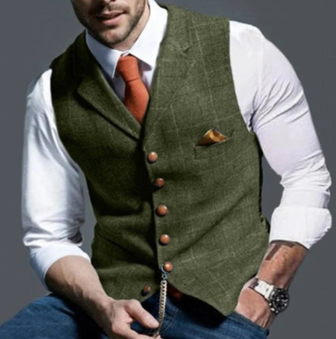 Nokmo | Men's Plaid Vest with Button Front