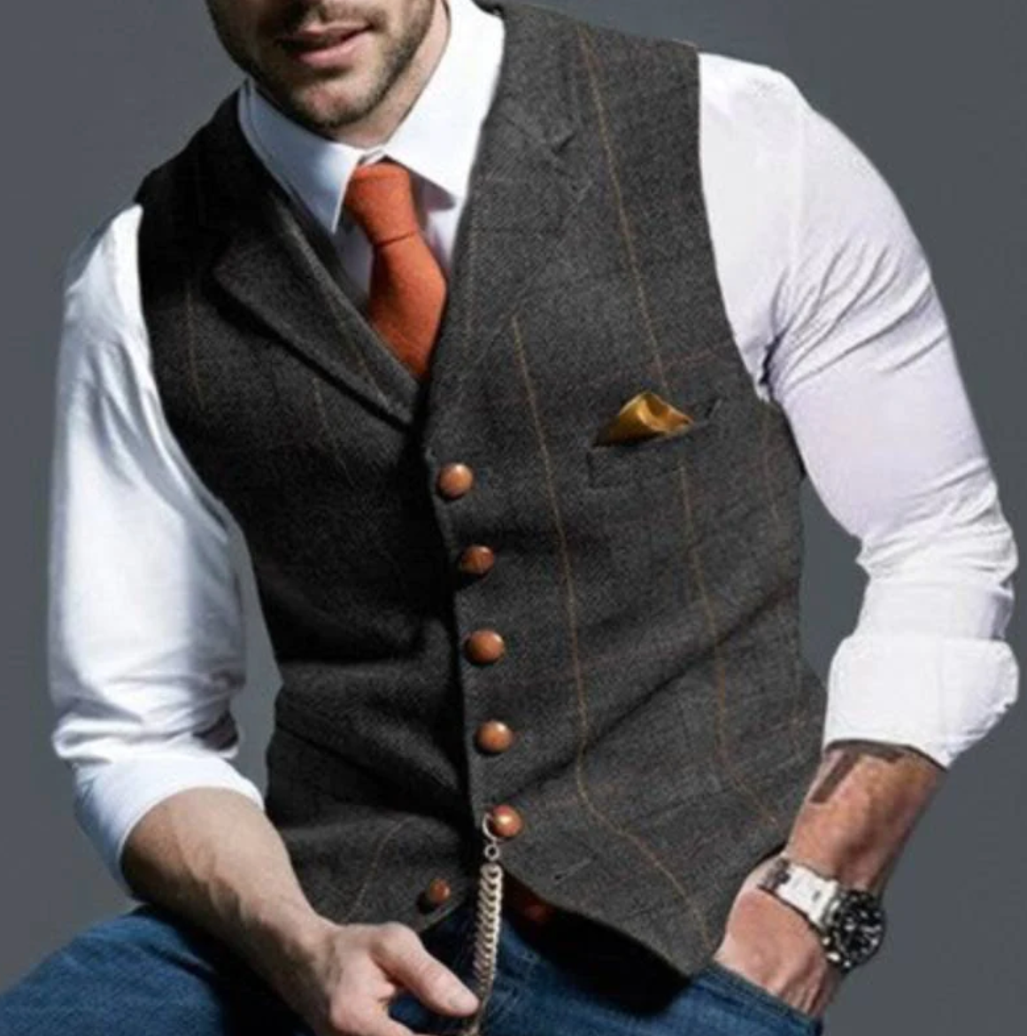 Nokmo | Men's Plaid Vest with Button Front