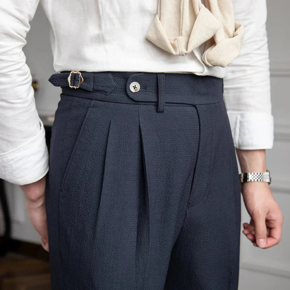 Nokmo | Men's Pleated Dress Trousers - Flat Front Business Pants