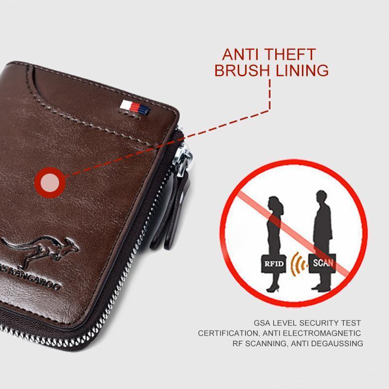 Nokmo | Men's RFID Blocking Bifold Wallet with Zipper Pocket