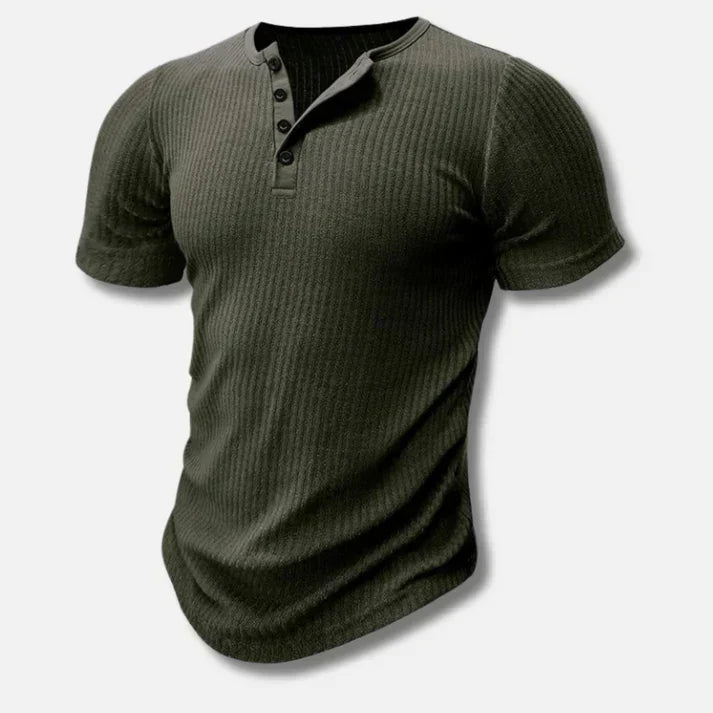 Nokmo | Men's Ribbed Henley T-Shirt with Button Placket