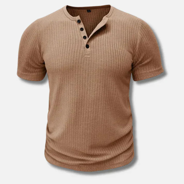 Nokmo | Men's Ribbed Henley T-Shirt with Button Placket
