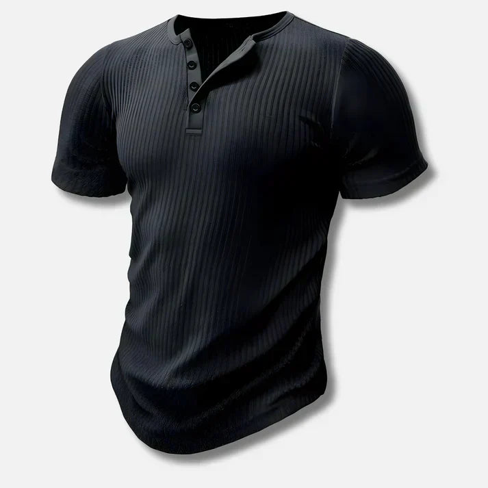 Nokmo | Men's Ribbed Henley T-Shirt with Button Placket
