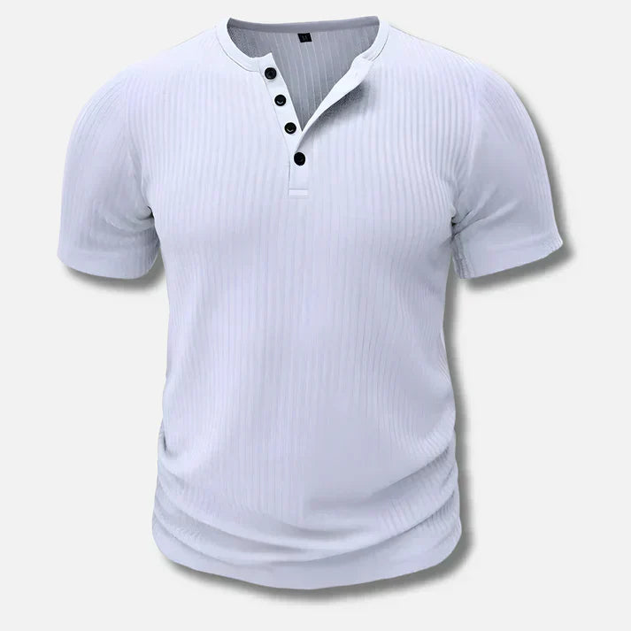 Nokmo | Men's Ribbed Henley T-Shirt with Button Placket