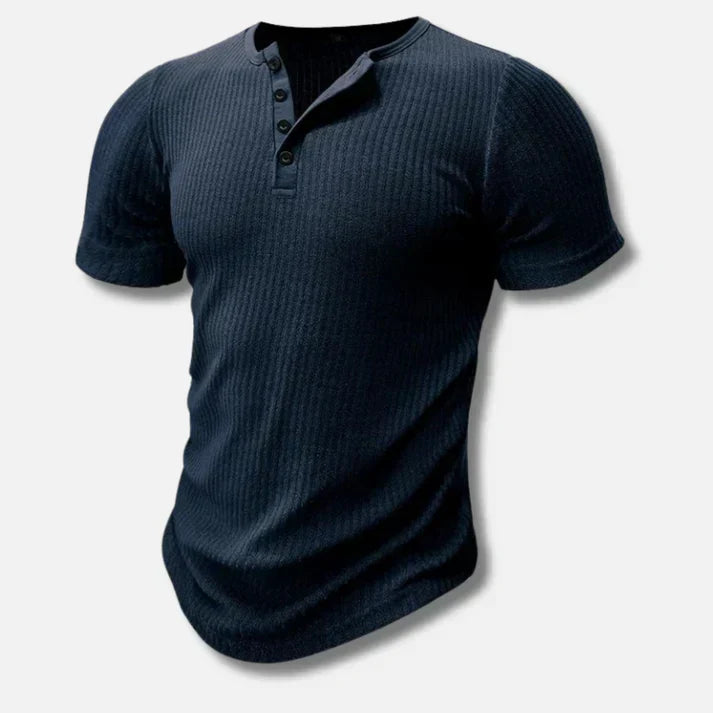 Nokmo | Men's Ribbed Henley T-Shirt with Button Placket