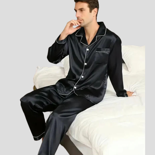 Nokmo | Men's Satin Pajama Set with Piping