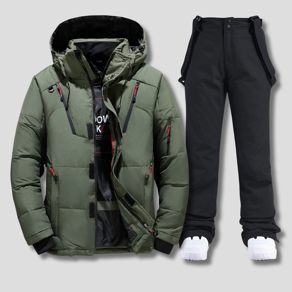 Nokmo | Men's Ski Suit with Hooded Puffer Jacket and Insulated Pants