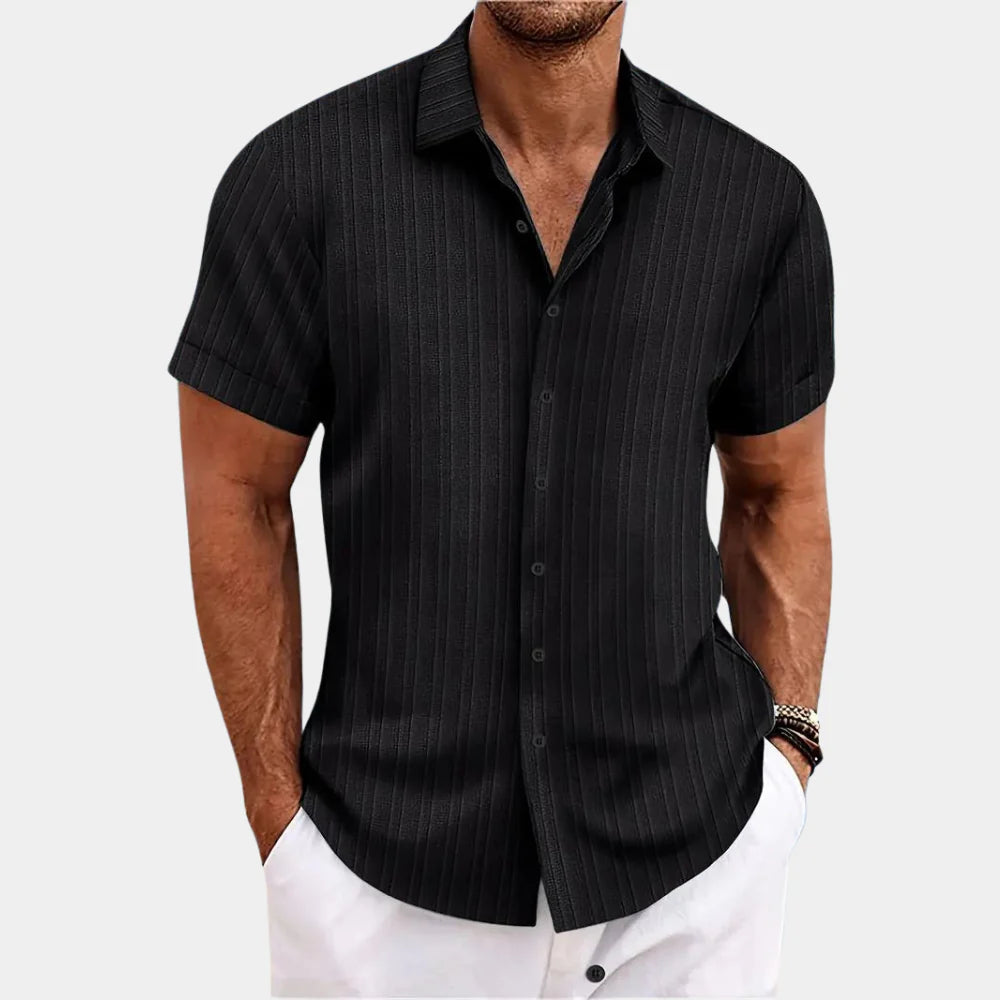 Nokmo | Men's Striped Short Sleeve Button-Up Shirt