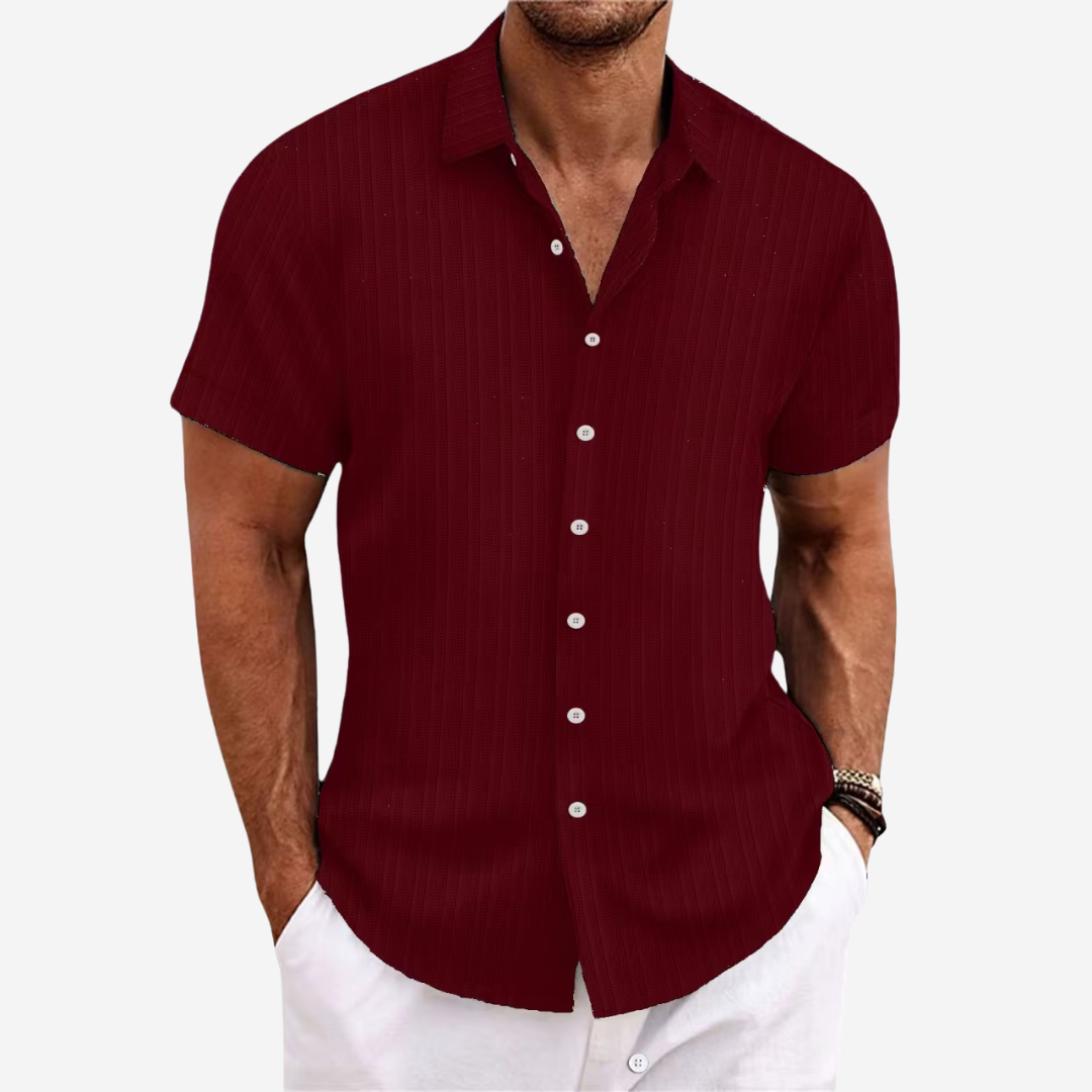 Nokmo | Men's Striped Short Sleeve Button-Up Shirt