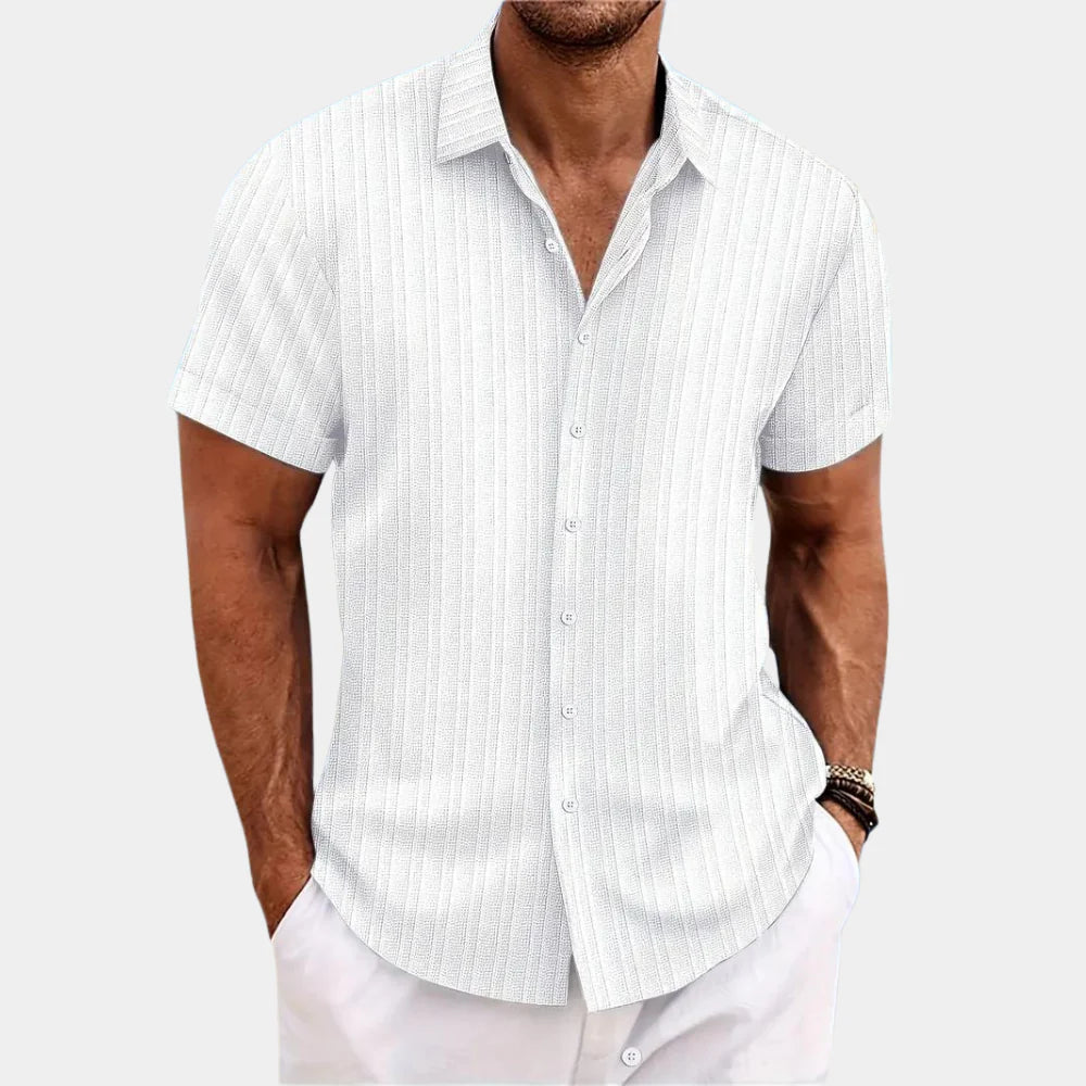 Nokmo | Men's Striped Short Sleeve Button-Up Shirt