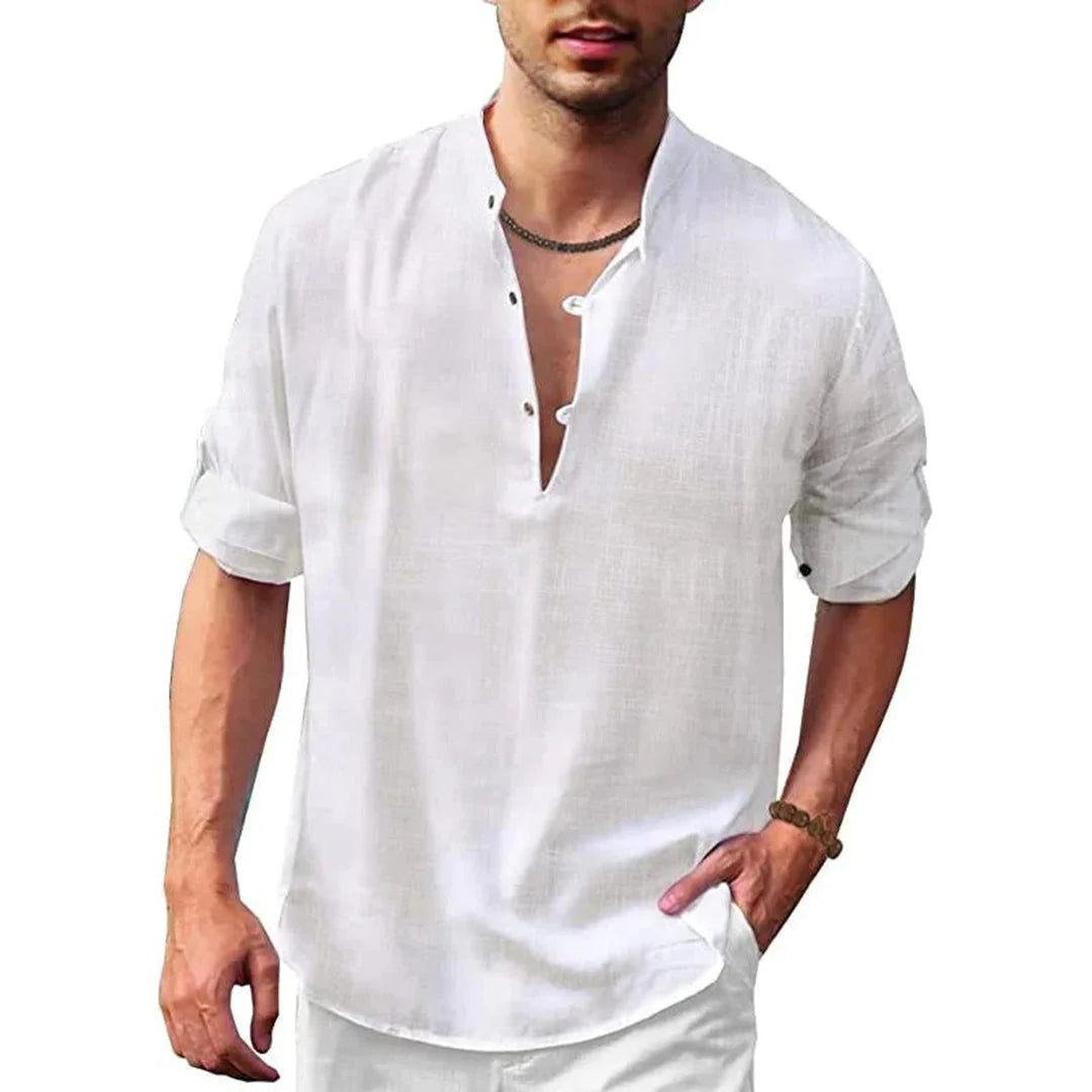 Nokmo | Men's Striped Short Sleeve Button-Up Shirt