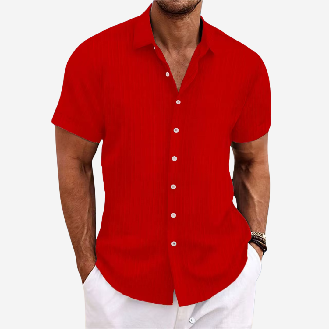 Nokmo | Men's Striped Short Sleeve Button-Up Shirt