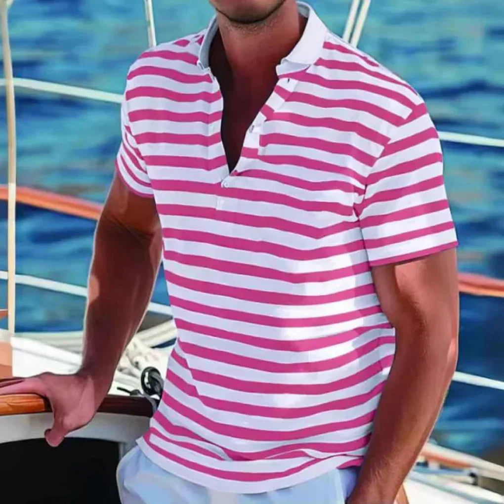 Nokmo | Men's Striped Short Sleeve Polo Shirt