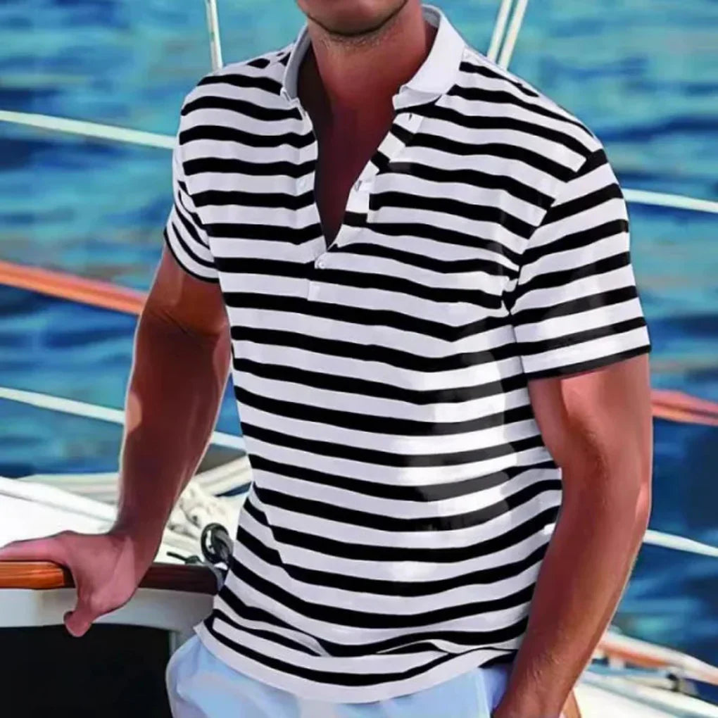 Nokmo | Men's Striped Short Sleeve Polo Shirt