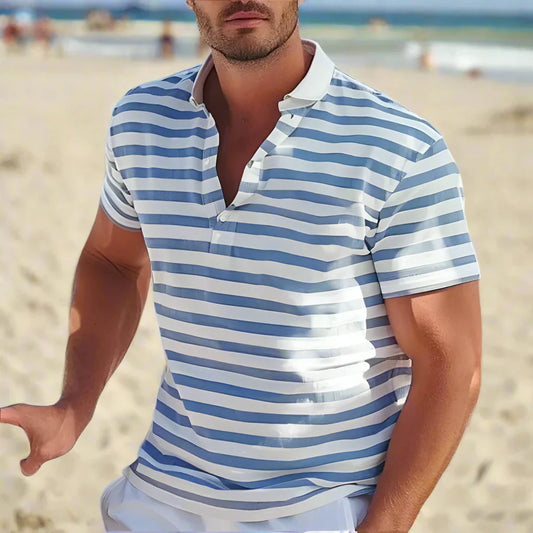 Nokmo | Men's Striped Short Sleeve Polo Shirt