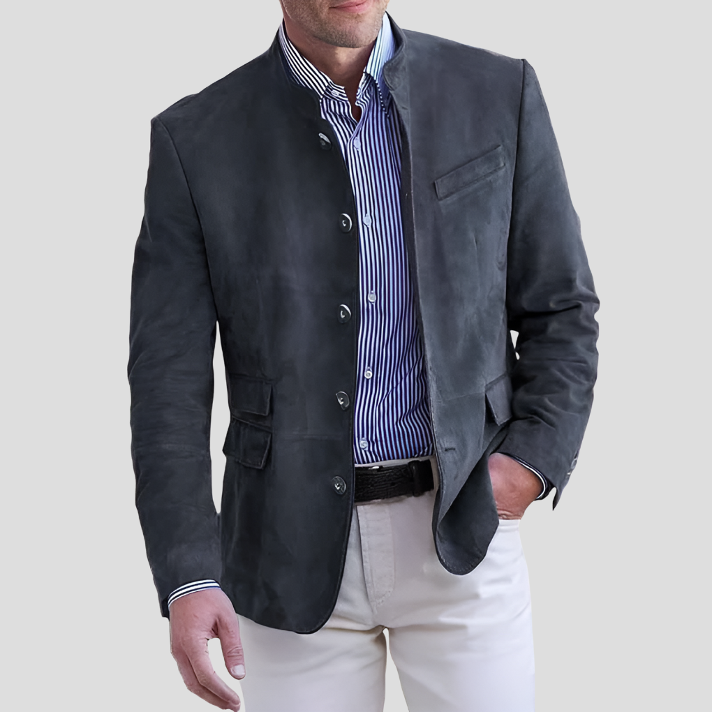 Nokmo | Men's Suede Mandarin Collar Blazer