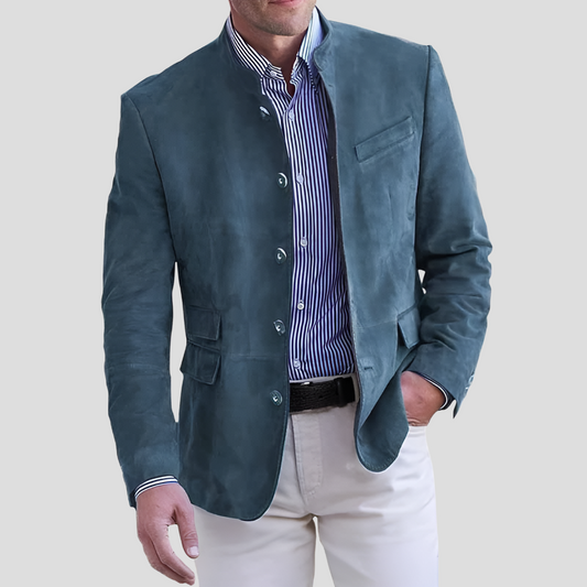 Nokmo | Men's Suede Mandarin Collar Blazer