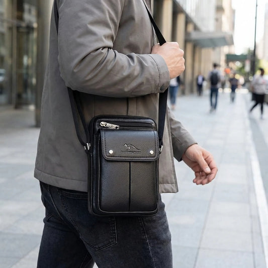 Nokmo | Men's Vertical Crossbody Bag with Flap Pocket