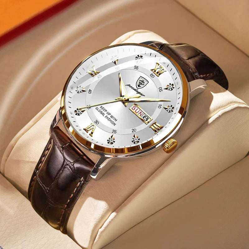 Nokmo | Men's Waterproof Luminous Wristwatch – Classic Stainless Steel Design with Glow-in-the-Dark Display