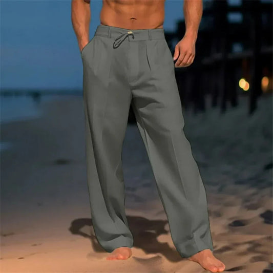 Nokmo | Men's Wide Leg Trousers with Drawstring Waist